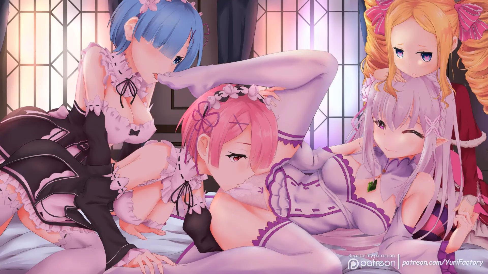 リゼロのレムちゃんがラムちゃんと過激な百合プレイに興じるエロ画像